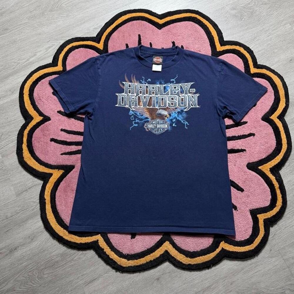 Harley Davidson of Big Twin Aruba Graphic Logo T-shirt Size Large Blue